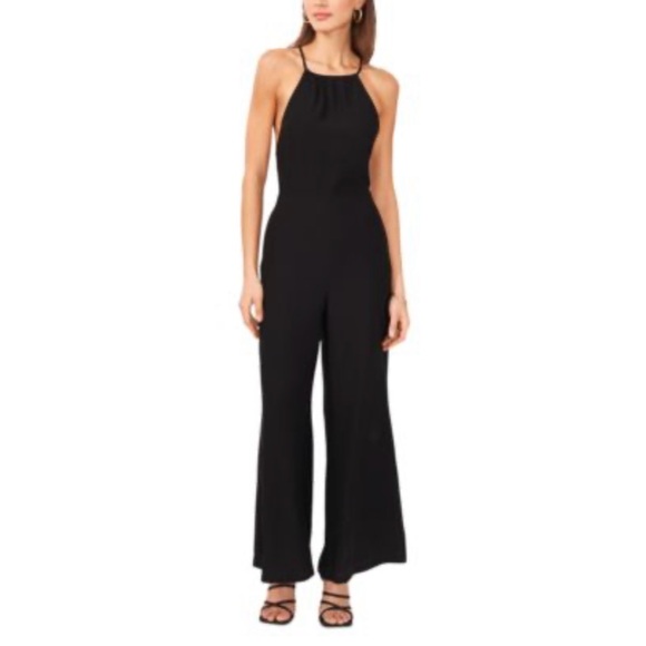 1. State Pants - 🆕 1.STATE Women's Open-Back Halter Wide-Leg Jumpsuit